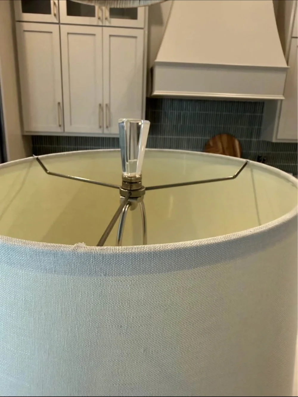 Robert Abbey Crystal Stack Table Lamp Pair with White Shades